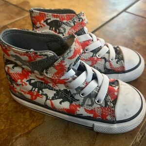 Toddler Converse High-Tops - Red and Gray Dinosaurs